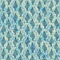  Aegean Teal seashell nautical sealife seamless pattern. Grunge distress faded linen effect background for marine home decor fabric textiles. 