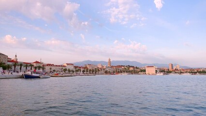 Fototapete - Picturesque evening cityscape in the famous European city of Split.