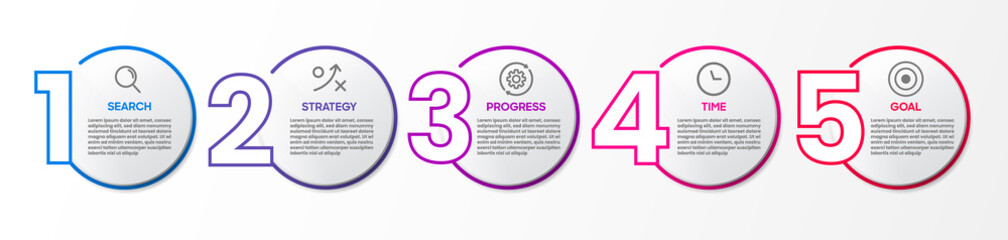 Poster - Presentation business infographic template 5 options. Business data visualization. Process chart. Abstract elements of graph, diagram with steps, options, parts or processes. concept of infographic.