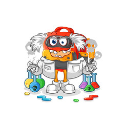 Sticker - backpack mad scientist illustration. character vector