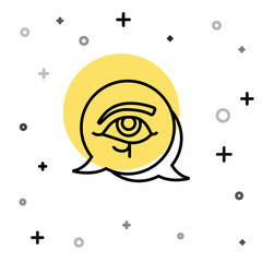 Sticker - Black line Eye of Horus icon isolated on white background. Ancient Egyptian goddess Wedjet symbol of protection, royal power and good health. Random dynamic shapes. Vector