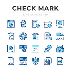 Poster - check mark vector line icons set. thin line design. outline graphic elements, simple stroke symbols.