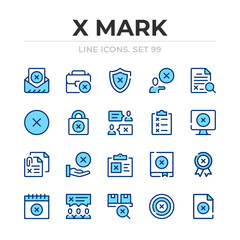 Poster - X mark vector line icons set. Thin line design. Outline graphic elements, simple stroke symbols. X mark icons
