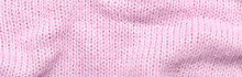 Texture Of Lilac Knitted Fabric As Background. Banner For Design