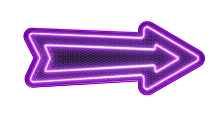 Wall Mural - purple neon arrow in grid 3d render