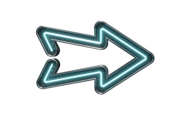 Sticker - Blue neon arrow in grid 3d render