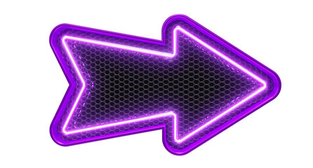 Wall Mural - Purple neon arrow in grid 3d render