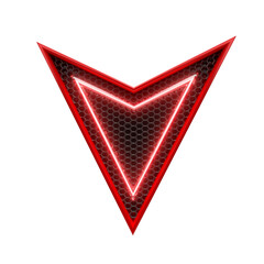 Wall Mural - Red neon arrow in grid 3d render