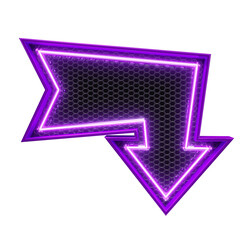 Wall Mural - Purple neon arrow in grid 3d render