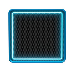 Wall Mural - Blue neon square frame in grid 3d render