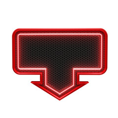 Wall Mural - Red neon arrow frame in grid 3d render