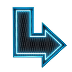 Wall Mural - Blue neon arrow in large 3d render