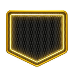 Wall Mural - frame neon gold in grid 3d render