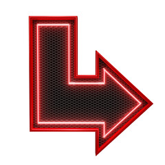 Wall Mural - Red neon arrow in large 3d render