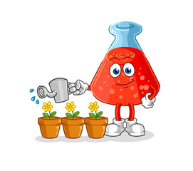 Canvas Print - chemical tube watering the flowers mascot. cartoon vector