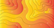 Abstract Background Using A Contour Pattern With Yellow And Red Gradient Colors Accompanied By A Shadow Effect. 4K Landscape Size