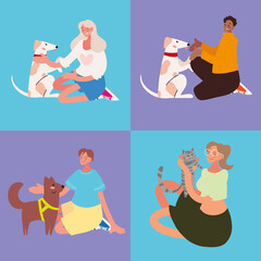 Canvas Print - set people and pets