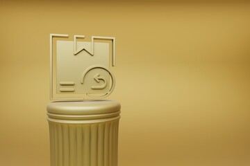Fototapete - Beautiful abstract illustrations Golden Delivery Returns symbol icons on a golden column and wonderful background. 3d rendering illustration. Background pattern for design. Online Shopping