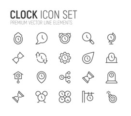 Aufkleber - Simple line set of clock icons.