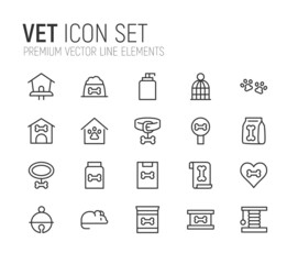 Sticker - Simple line set of vet icons.