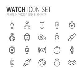 Poster - Simple line set of watch icons.