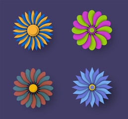 Poster - Vector illustration of colorful flower, to use for logo, sticker.