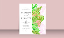 Exotic Tropical Floral Wedding Marriage Invitation Card Template