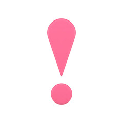 Poster - Pink glossy exclamation point front view attention error warning realistic 3d icon vector