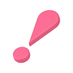Poster - Isometric pink exclamation mark important hazard beware error attention realistic 3d icon vector