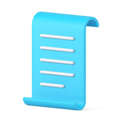 Poster - Blue vertical sheet paper form contract agreement text document 3d icon realistic vector