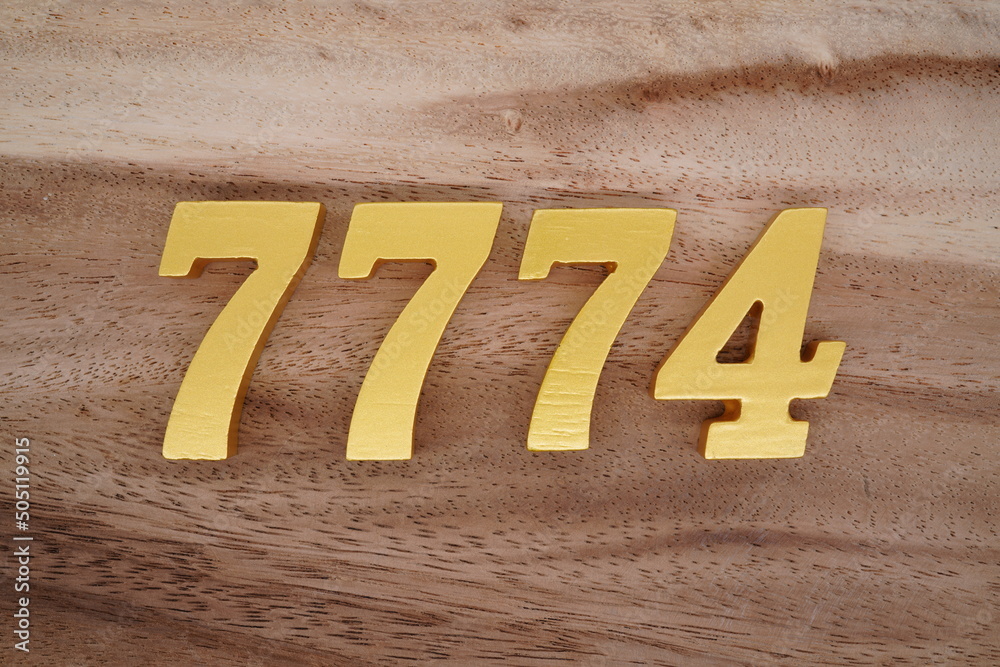 Number 7774 is made of 1 cm thick teak, painted gold on top of real ...