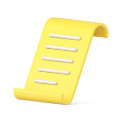 Poster - Yellow glossy diagonal placed curved shape form text legal documentation 3d icon realistic vector