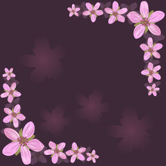 Wall Mural - dark pink background with pink delicate blossom for card or ivitation. Vector graphics 