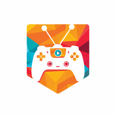 Wall Mural - Gaming tv vector logo design. Television and Gamepad icon vector design.