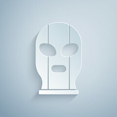 Poster - Paper cut Mexican wrestler icon isolated on grey background. Paper art style. Vector