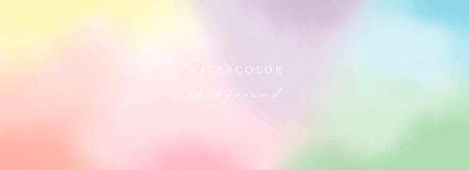 Wall Mural - Vector watercolor horizontal universal background with copy space for text	