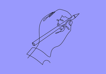 Poster - continuous line drawing of hand drawing line with pencil.vector illustration