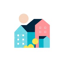 Spot Illustration Icon Of Building In Colour