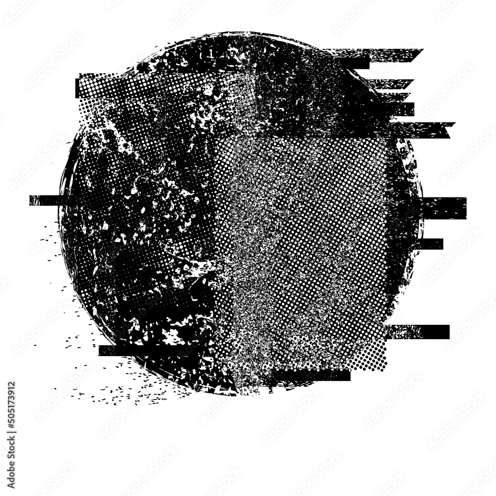 Glitch distorted geometric shape . Noise destroyed logo . Trendy defect ...