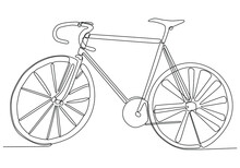 
One Line Drawing Or Continuous Line Art Of A Classic Bicycle Vector Illustration. Hand Drawn Sketch Of Traditional Transportation Bicycle Business Concept. Minimalist Healthy Lifestyle