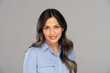 © Chris - Studio headshot of beautiful Asian Indian woman in blue blouse.