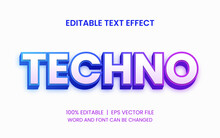 Editable Text Effect With 3d Blue And Purple Gradient Techno Style