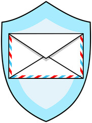 Poster - Email security concepts with illustration of mail envelope and security shield. Network safeness antivirus vpn privacy. User safety icon vector. Data protection. Personal data and correspondence icon