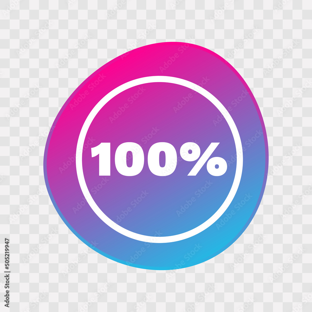 100 percent chart. Vector percentage infographic element. Gradient icon ...
