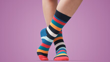 Model Posing With Multicolor Socks