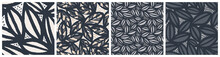 Dark Abstract Leaf Botanical Seamless Pattern Set. Grey And Off-white Vector Design For Fashion Textile, Fabric Print.