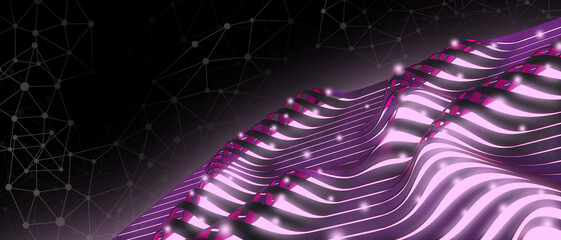 Aufkleber - Technology Background. Metaverse and Internet digital Curve connection concept for sound waves Innovation design. purple, copy space, banner, website -3d Rendering