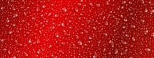 Background Of Small Realistic Water Drops In Red Colors