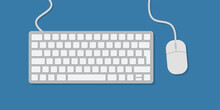 Keyboard And Mouse Vector Set. Keyboards And Mouse White Colors With Top Vector Illustration.