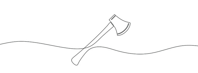 Wall Mural - continuous line drawing of axe. axe linear icon. one line drawing background. vector illustration. a